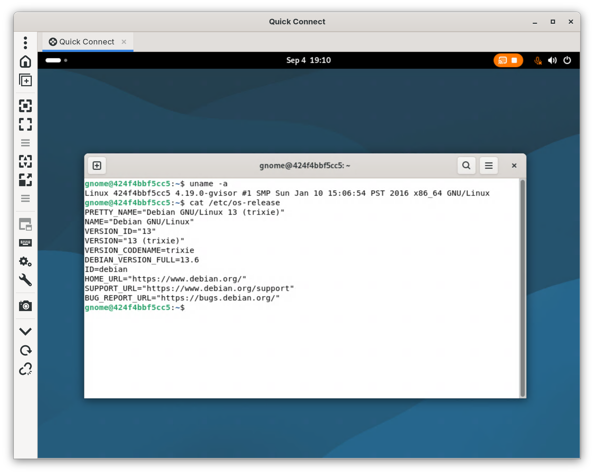 GNOME running in gVisor.